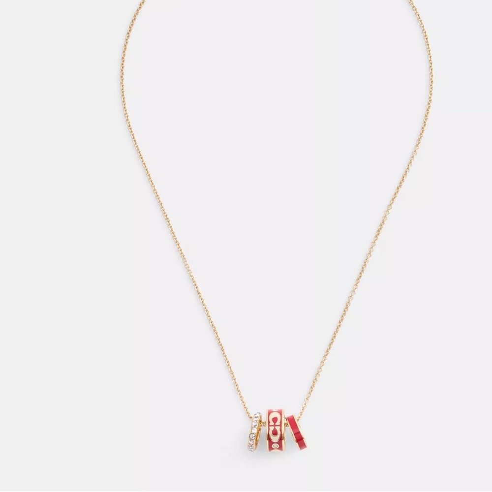 Coach Signature Enamel Rondell Necklace,NWT!